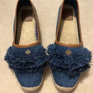 Tory Burch Denim Espadrille Flats Size 8.5